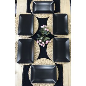 Keramika 6 Adet 31x21 cm Mat Siyah Kayık Servis Tabağı