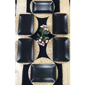 Keramika 6 Adet 31x21 cm Mat Siyah Kayık Servis Tabağı