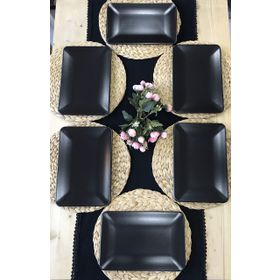 Keramika 6 Adet 31x21 cm Mat Siyah Kayık Servis Tabağı
