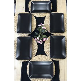 Keramika 6 Adet 31x21 cm Mat Siyah Kayık Servis Tabağı