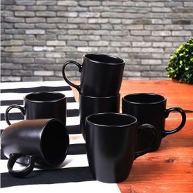 Keramika 6 Adet 9 cm Bulut Mat Siyah Kupa