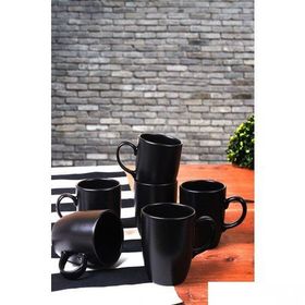 Keramika 6 Adet 9 cm Bulut Mat Siyah Kupa