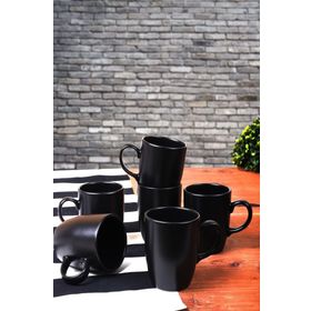Keramika 6 Adet 9 cm Bulut Mat Siyah Kupa