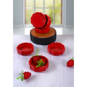 Keramika 6 Parça 8 cm Mini Çark Kırmızı Bayrak Sosluk