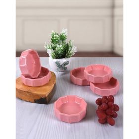 Keramika 6 Parça 8 cm Mini Çark Pembe Sosluk