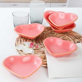 Keramika 6x14 cm Mat Pembe Altın Fileli Kalp Çerezlik