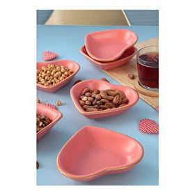 Keramika 6x14 cm Mat Pembe Altın Fileli Kalp Çerezlik
