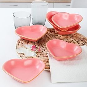 Keramika 6x14 cm Mat Pembe Altın Fileli Kalp Çerezlik