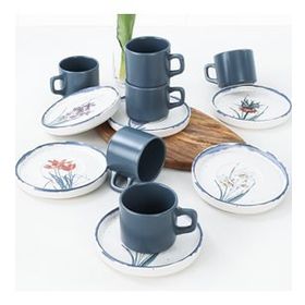 Keramika Anatolian Flowers Stackable 12 Parça 6 Kişilik Çay Seti