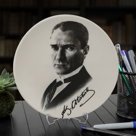Keramika Atatürk Portre ve İmzalı Tabak