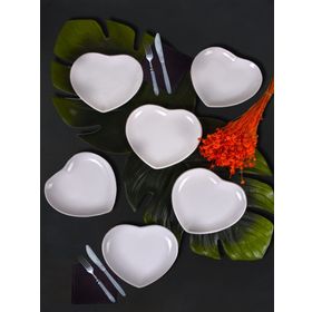 Keramika Beyaz Kalp 6 Adet 20 cm Pasta Tabağı