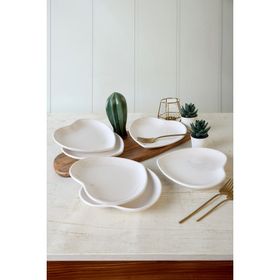 Keramika Beyaz Kalp 6 Adet 20 cm Pasta Tabağı
