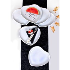 Keramika Beyaz Kalp 6 Adet 20 cm Pasta Tabağı