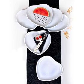 Keramika Beyaz Kalp 6 Adet 20 cm Pasta Tabağı