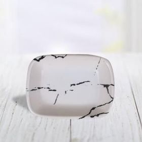Keramika Beyaz Mermer Desen Dikdörtgen Kayık 13 cm Tabak