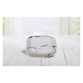 Keramika Beyaz Mermer Desen Dikdörtgen Kayık 13 cm Tabak