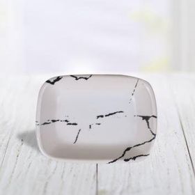 Keramika Beyaz Mermer Desen Dikdörtgen Kayık 13 cm Tabak