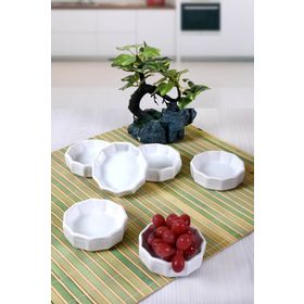 Keramika Beyaz Mini Çark 8 cm 6 Adet Çerezlik Sosluk