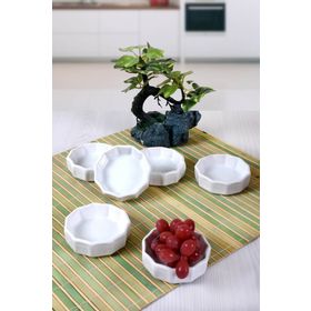 Keramika Beyaz Mini Çark 8 cm 6 Adet Çerezlik Sosluk