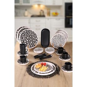 Keramika Black And White Love 6 Kişilik 31 Parça Kahvaltı Takımı