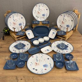 Keramika Blue Flowers 53 Parça 12 Kişilik Kahvaltı Takımı