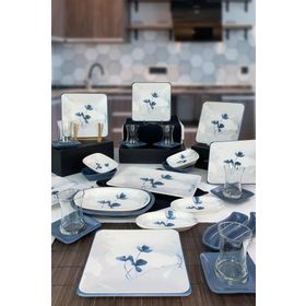 Keramika Blue Magic 29 Parça 6 Kişilik Kare Mavi Kahvaltı Takımı