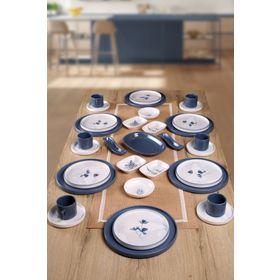 Keramika Blue Magic Yaprak Desenli 6 Kişilik 34 Parça Kahvaltı Takımı