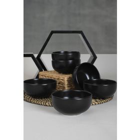 Keramika Bulut Mat Siyah 12 cm 6 Adet Çorba Kasesi