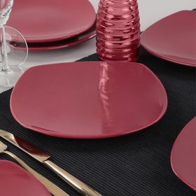 Keramika Carmen Kırmızı Köşem 22 cm 6 Adet Pasta Tabağı
