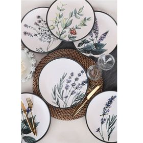 Keramika Çiçek Bahçesi 6 Adet 25 cm Servis Tabağı