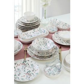 Keramika Flowers Mat Beyaz 44 Parça 6 Kişilik Kahvaltı Takımı
