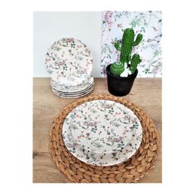 Keramika Flowers Mat Beyaz 6 Kişilik 7 Parça İkram Kahvaltı Takımı