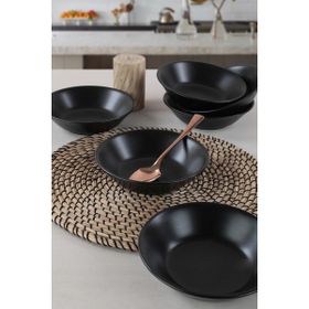 Keramika Hitit Mat Siyah 18 cm 6 Adet Yemek Tabağı