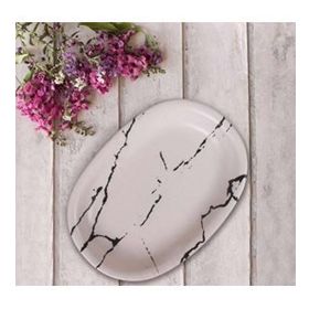 Keramika Hitit Mermer Desen Mat Beyaz 25 cm Kayık Tabak