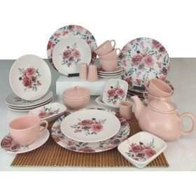 Keramika Keraart 34 Parça 6 Kişilik Pembe Kahvaltı Takımı
