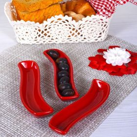 Keramika Kırmızı İvory 18 cm 3 Adet Zeytinlik