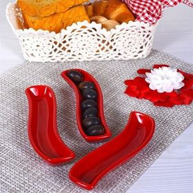 Keramika Kırmızı İvory 18 cm 3 Adet Zeytinlik
