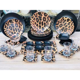 Keramika Leopar Mat Siyah 6 Kişilik 37 Parça Kahvaltı Seti