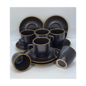 Keramika Magic Silindir Mat Siyah 6 Kişilik Kahve Fincan Takımı