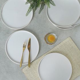 Keramika Mat Beyaz Stackable Servis Tabağı