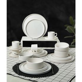 Keramika Mat Beyaz Stackable Yemek / Kahvaltı Takımı