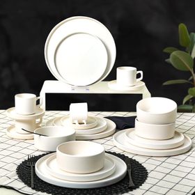 Keramika Mat Beyaz Stackable Yemek / Kahvaltı Takımı