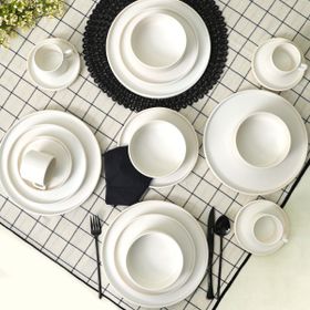 Keramika Mat Beyaz Stackable Yemek / Kahvaltı Takımı