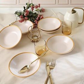 Keramika Mat Krem Gold File Hitit 18 cm 6 Adet Yemek Tabağı