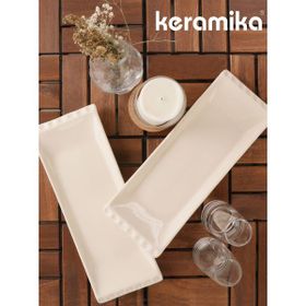 Keramika Mat Krem Selen Kayık Tabak