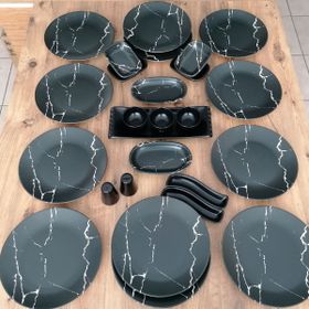 Keramika Mat Mermer Desen 26 Parça 12 Kişilik Kahvaltı Takımı