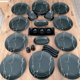 Keramika Mat Mermer Desen 26 Parça 12 Kişilik Kahvaltı Takımı