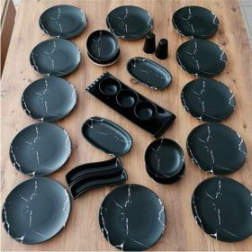 Keramika Mat Mermer Desen 26 Parça 12 Kişilik Kahvaltı Takımı