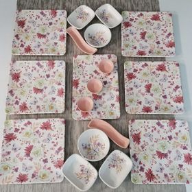Keramika Mat Pembe Kelebek 18 Parça 6 Kişilik Kahvaltı Takımı