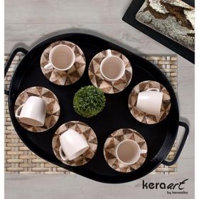 Keramika Mat Renkli 6 Kişilik 12 Parça Kahve Fincan Takımı